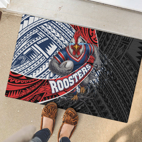 Sydney Roosters Rugby Mascot Rubber Doormat Tribal Polynesian Power Art - Lightning Mascot