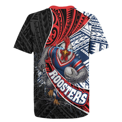 Sydney Roosters Rugby Mascot Rugby Jersey Tribal Polynesian Power Art - Lightning Mascot