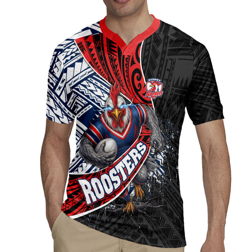 Sydney Roosters Rugby Mascot Rugby Jersey Tribal Polynesian Power Art - Lightning Mascot