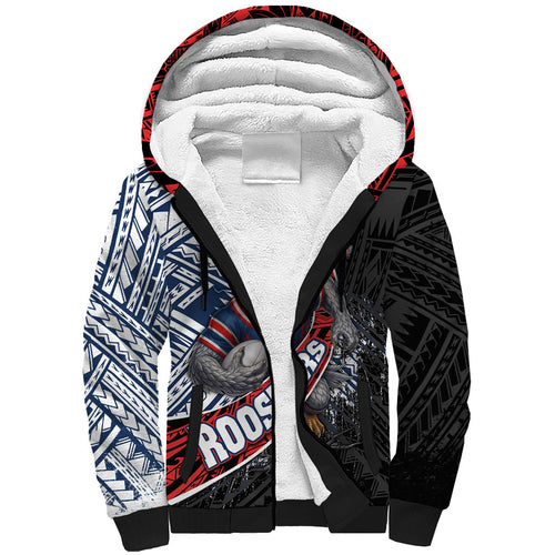 Sydney Roosters Rugby Mascot Sherpa Hoodie Tribal Polynesian Power Art - Lightning Mascot