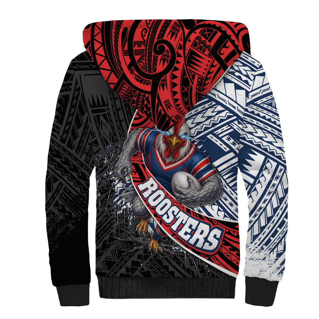 Sydney Roosters Rugby Mascot Sherpa Hoodie Tribal Polynesian Power Art - Lightning Mascot