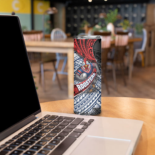 Sydney Roosters Rugby Mascot Skinny Tumbler Tribal Polynesian Power Art - Lightning Mascot