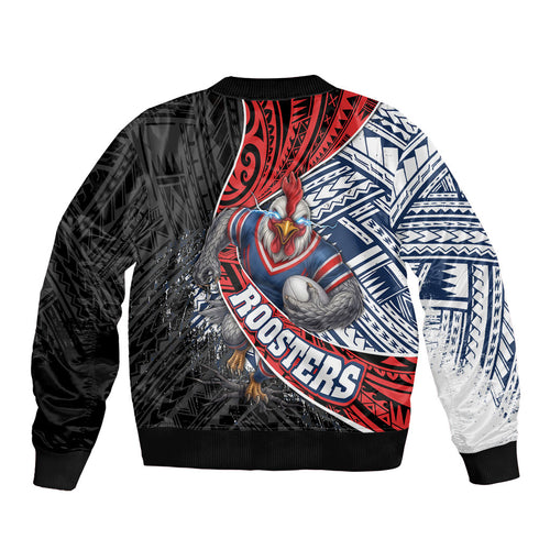 Sydney Roosters Rugby Mascot Sleeve Zip Bomber Jacket Tribal Polynesian Power Art - Lightning Mascot