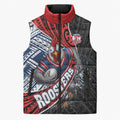 Sydney Roosters Rugby Mascot Sleeveless Puffer Jacket Tribal Polynesian Power Art - Lightning Mascot