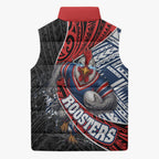 Sydney Roosters Rugby Mascot Sleeveless Puffer Jacket Tribal Polynesian Power Art - Lightning Mascot