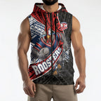 Sydney Roosters Rugby Mascot Sleeveless Zip Hoodie Tribal Polynesian Power Art - Lightning Mascot