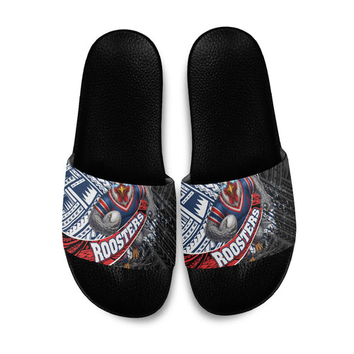 Sydney Roosters Rugby Mascot Slide Sandals Tribal Polynesian Power Art - Lightning Mascot