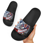 Sydney Roosters Rugby Mascot Slide Sandals Tribal Polynesian Power Art - Lightning Mascot