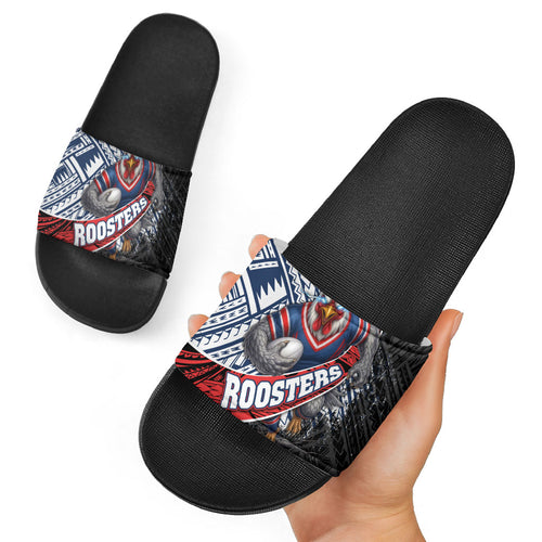 Sydney Roosters Rugby Mascot Slide Sandals Tribal Polynesian Power Art - Lightning Mascot