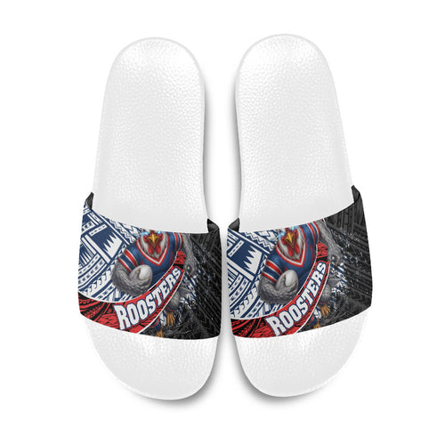 Sydney Roosters Rugby Mascot Slide Sandals Tribal Polynesian Power Art - Lightning Mascot