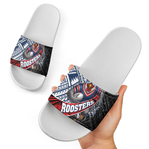 Sydney Roosters Rugby Mascot Slide Sandals Tribal Polynesian Power Art - Lightning Mascot