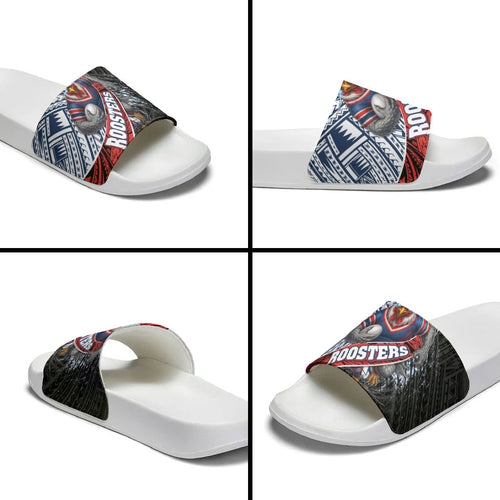Sydney Roosters Rugby Mascot Slide Sandals Tribal Polynesian Power Art - Lightning Mascot