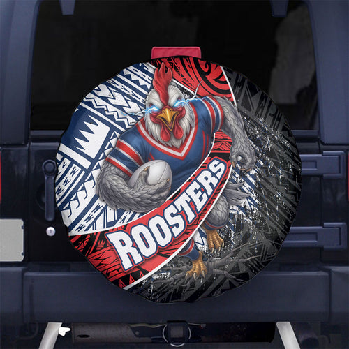 Sydney Roosters Rugby Mascot Spare Tire Cover Tribal Polynesian Power Art - Lightning Mascot