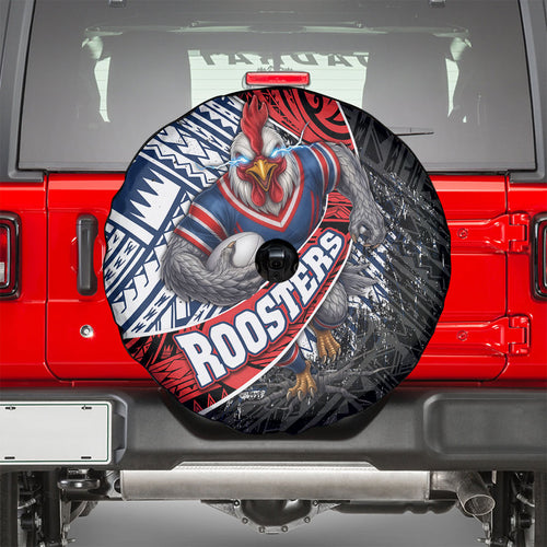 Sydney Roosters Rugby Mascot Spare Tire Cover Tribal Polynesian Power Art - Lightning Mascot