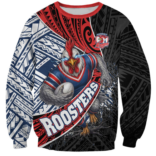 Sydney Roosters Rugby Mascot Sweatshirt Tribal Polynesian Power Art - Lightning Mascot