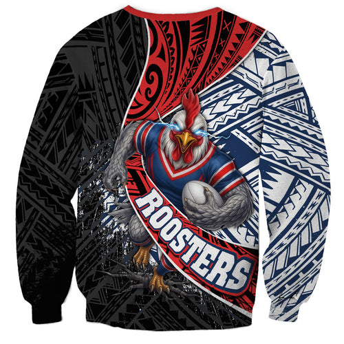 Sydney Roosters Rugby Mascot Sweatshirt Tribal Polynesian Power Art - Lightning Mascot