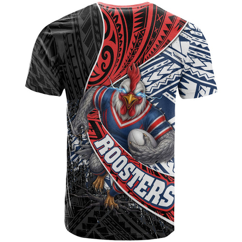 Sydney Roosters Rugby Mascot T Shirt Tribal Polynesian Power Art - Lightning Mascot