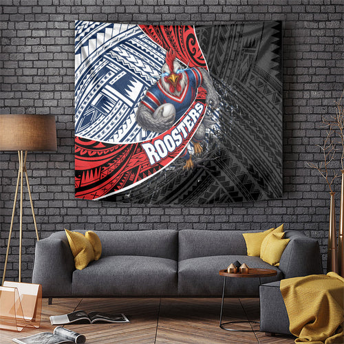 Sydney Roosters Rugby Mascot Tapestry Tribal Polynesian Power Art - Lightning Mascot