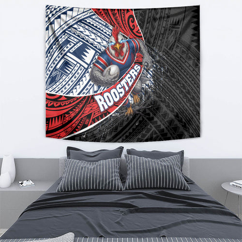 Sydney Roosters Rugby Mascot Tapestry Tribal Polynesian Power Art - Lightning Mascot