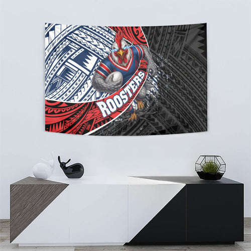 Sydney Roosters Rugby Mascot Tapestry Tribal Polynesian Power Art - Lightning Mascot