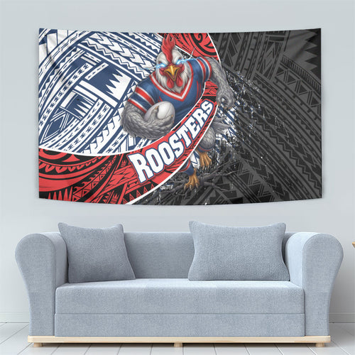 Sydney Roosters Rugby Mascot Tapestry Tribal Polynesian Power Art - Lightning Mascot
