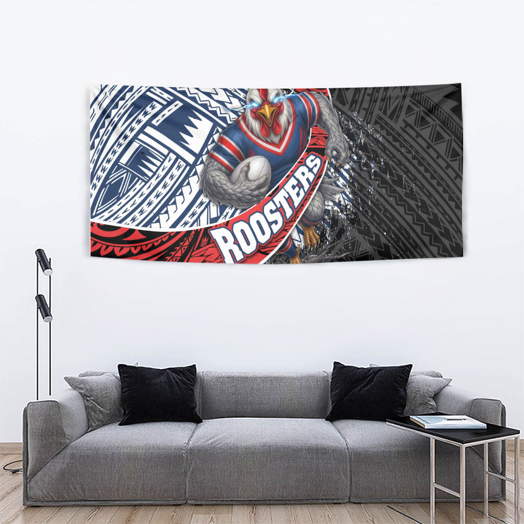 Sydney Roosters Rugby Mascot Tapestry Tribal Polynesian Power Art - Lightning Mascot