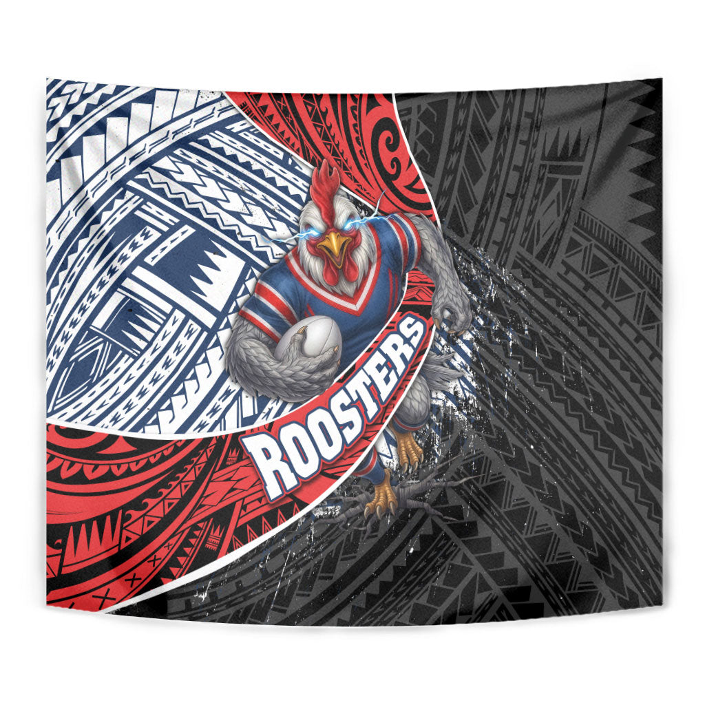 Sydney Roosters Rugby Mascot Tapestry Tribal Polynesian Power Art - Lightning Mascot