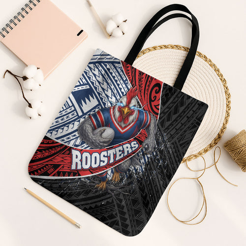 Sydney Roosters Rugby Mascot Tote Bag Tribal Polynesian Power Art - Lightning Mascot