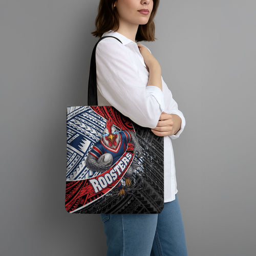 Sydney Roosters Rugby Mascot Tote Bag Tribal Polynesian Power Art - Lightning Mascot