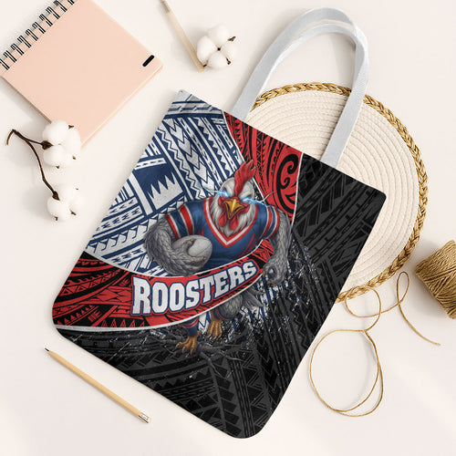 Sydney Roosters Rugby Mascot Tote Bag Tribal Polynesian Power Art - Lightning Mascot