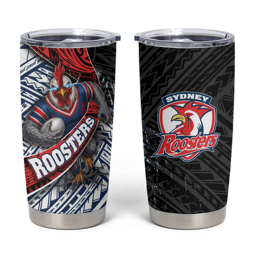 Sydney Roosters Rugby Mascot Tumbler Cup Tribal Polynesian Power Art - Lightning Mascot