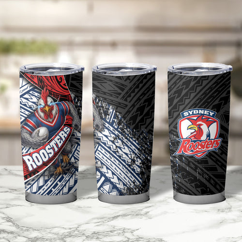 Sydney Roosters Rugby Mascot Tumbler Cup Tribal Polynesian Power Art - Lightning Mascot