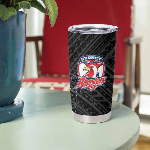 Sydney Roosters Rugby Mascot Tumbler Cup Tribal Polynesian Power Art - Lightning Mascot