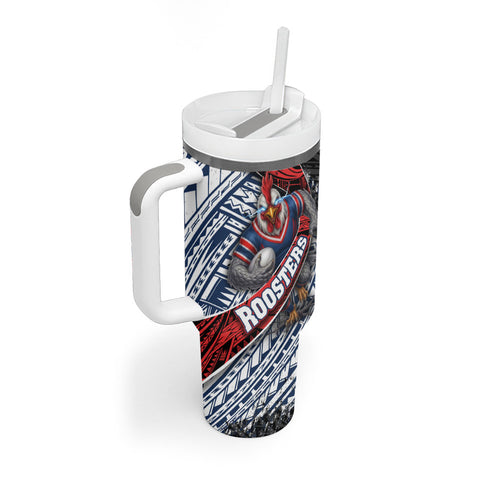 Sydney Roosters Rugby Mascot Tumbler With Handle Tribal Polynesian Power Art - Lightning Mascot