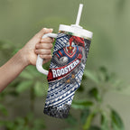 Sydney Roosters Rugby Mascot Tumbler With Handle Tribal Polynesian Power Art - Lightning Mascot