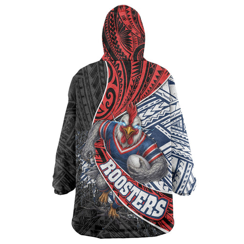 Sydney Roosters Rugby Mascot Wearable Blanket Hoodie Tribal Polynesian Power Art - Lightning Mascot