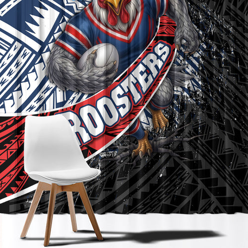 Sydney Roosters Rugby Mascot Window Curtain Tribal Polynesian Power Art - Lightning Mascot
