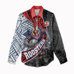 Sydney Roosters Rugby Mascot Women Casual Shirt Tribal Polynesian Power Art - Lightning Mascot