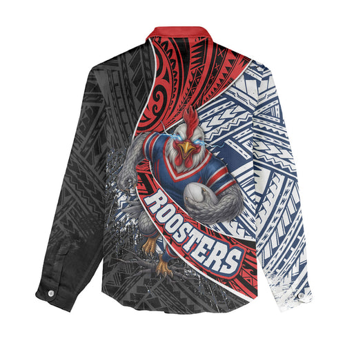 Sydney Roosters Rugby Mascot Women Casual Shirt Tribal Polynesian Power Art - Lightning Mascot