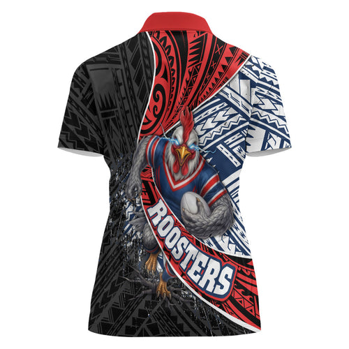 Sydney Roosters Rugby Mascot Women Polo Shirt Tribal Polynesian Power Art - Lightning Mascot
