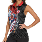 Sydney Roosters Rugby Mascot Women Sleeveless Polo Shirt Tribal Polynesian Power Art - Lightning Mascot