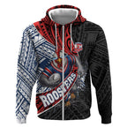 Sydney Roosters Rugby Mascot Zip Hoodie Tribal Polynesian Power Art - Lightning Mascot