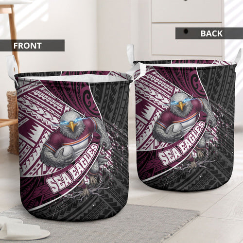 Manly Warringah Sea Eagles Rugby Mascot Laundry Basket Tribal Polynesian Power Art - Lightning Mascot