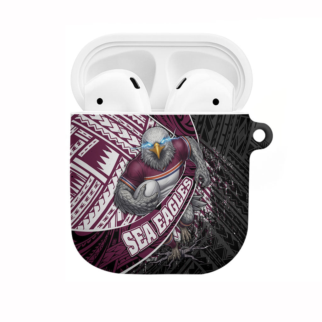Manly Warringah Sea Eagles Rugby Mascot AirPods Case Tribal Polynesian Power Art - Lightning Mascot