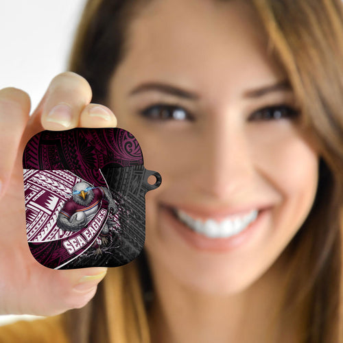 Manly Warringah Sea Eagles Rugby Mascot AirPods Case Tribal Polynesian Power Art - Lightning Mascot