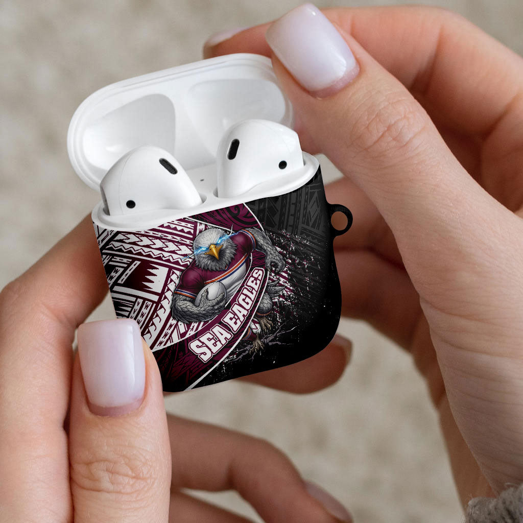 Manly Warringah Sea Eagles Rugby Mascot AirPods Case Tribal Polynesian Power Art - Lightning Mascot