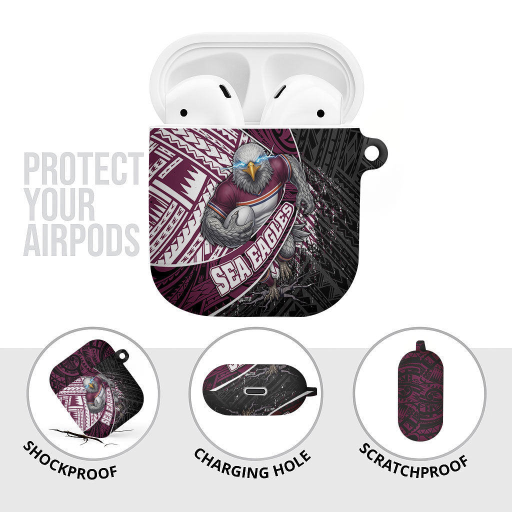 Manly Warringah Sea Eagles Rugby Mascot AirPods Case Tribal Polynesian Power Art - Lightning Mascot
