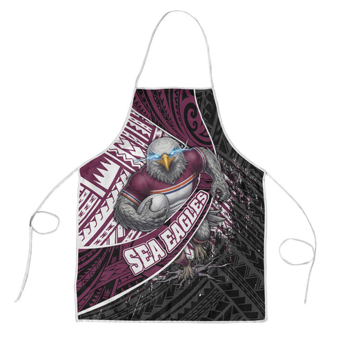 Manly Warringah Sea Eagles Rugby Mascot Apron Tribal Polynesian Power Art - Lightning Mascot