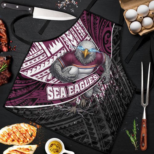 Manly Warringah Sea Eagles Rugby Mascot Apron Tribal Polynesian Power Art - Lightning Mascot