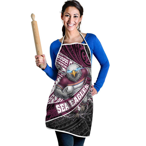 Manly Warringah Sea Eagles Rugby Mascot Apron Tribal Polynesian Power Art - Lightning Mascot